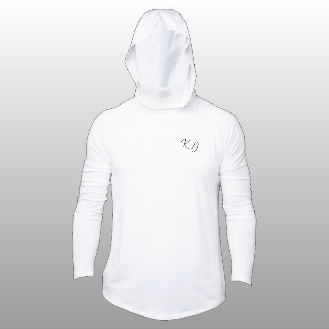 White performance hoodie front